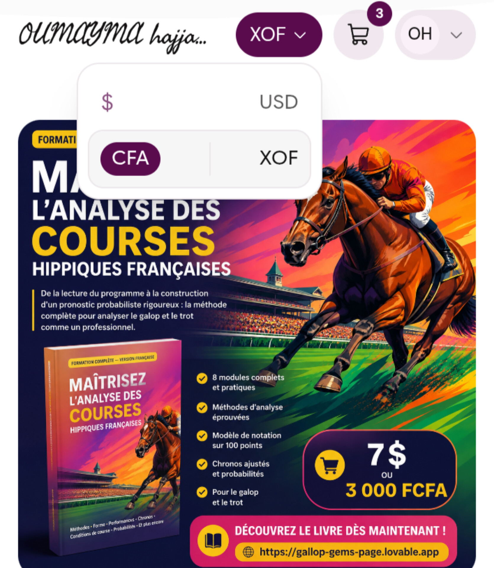 Maîtrisez l'analyse des courses hippiques françaises - livre PDF 7 $ ou 3 000 FCFA